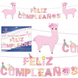 Guirnalda feliz cumpleaños llama