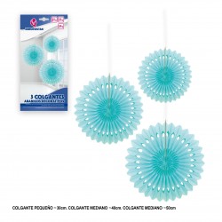 Abanicos 3 celeste