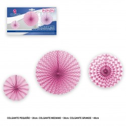 Set 3 abanicos rosa