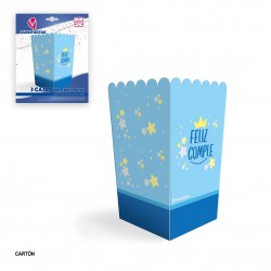 Cajas palomitas colección feliz cumple azul