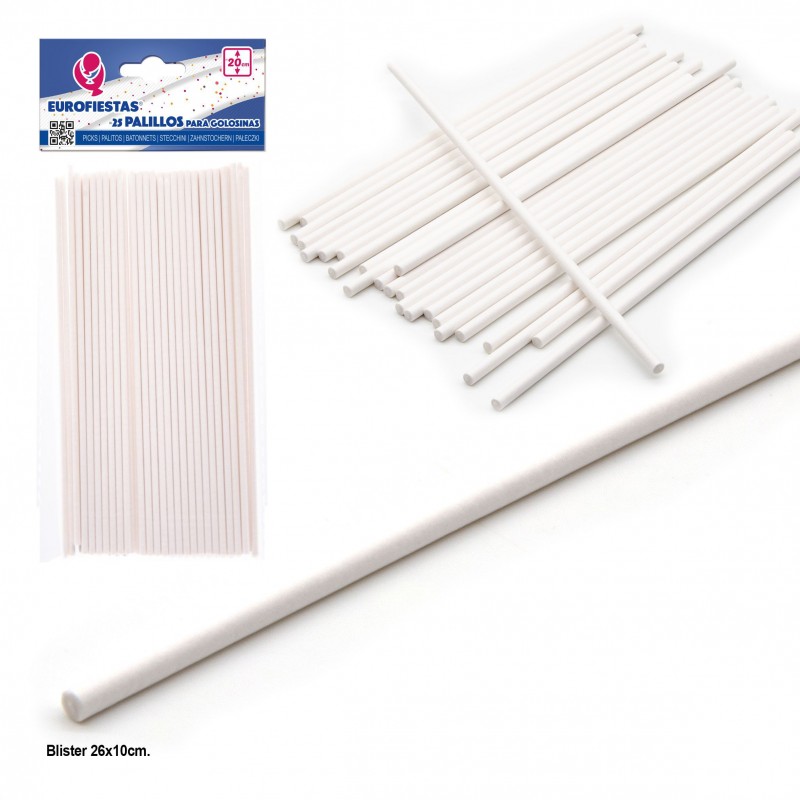 25 palillos golosinas 20cm