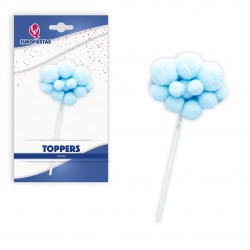 Topper nube pompones azul