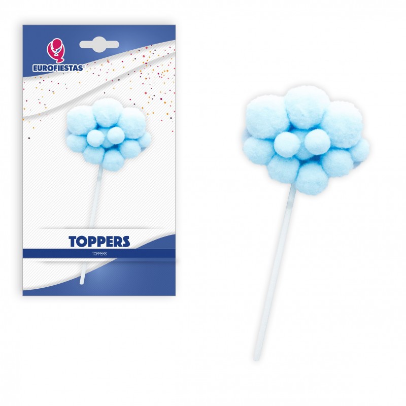 Topper nube pompones azul