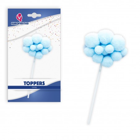 Topper nube pompones azul