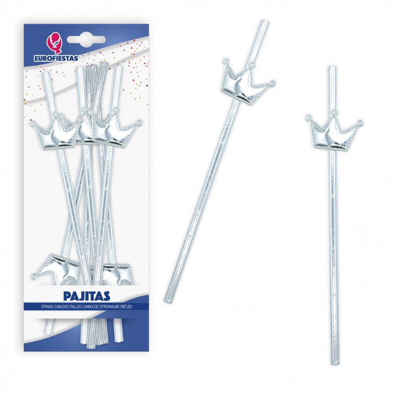 Pajitas corona plata