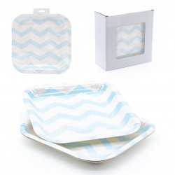 Plato 6 pastel cuadrado 22 x22 zigzag azul