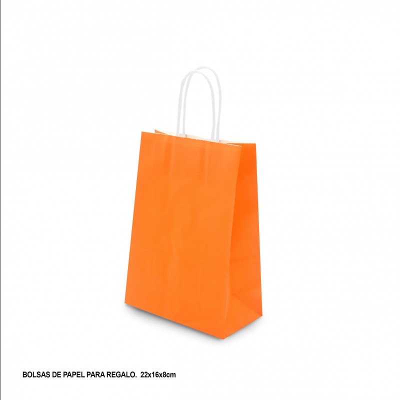 Bolsa papel 22x18x8cm naranja
