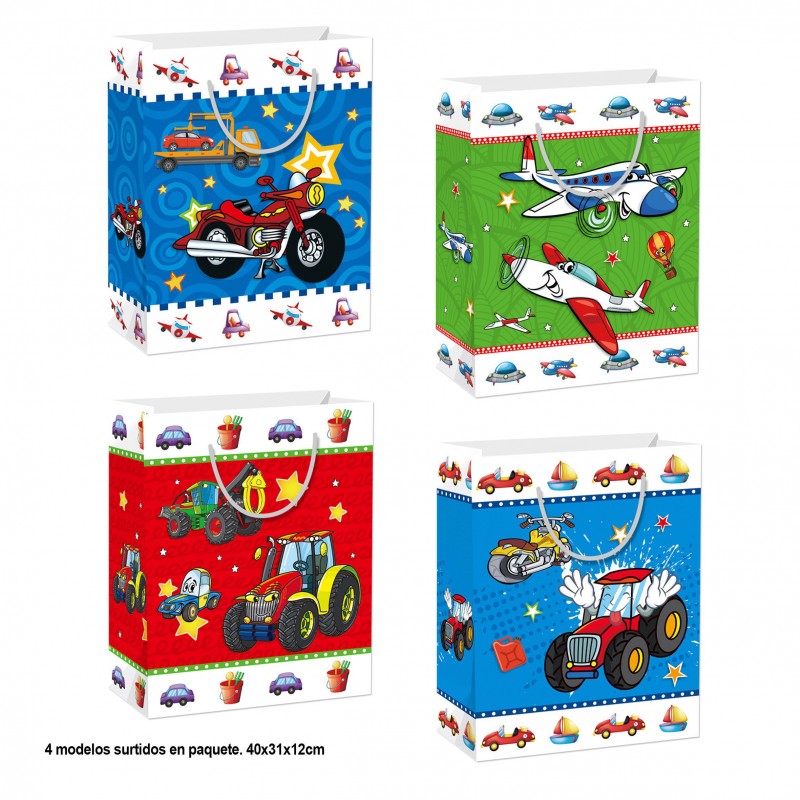 Bolsa regalo vehiculos 4 modelos grande