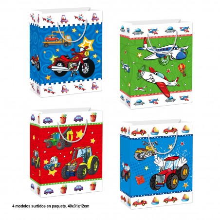 Bolsa regalo vehiculos 4 modelos grande
