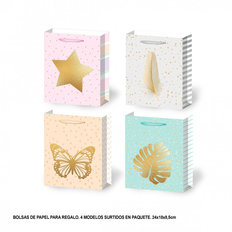 Bolsa regalo figuras oro 4mds peq