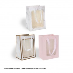 Bolsa regalo ventana cuerda 4 modelos mediana