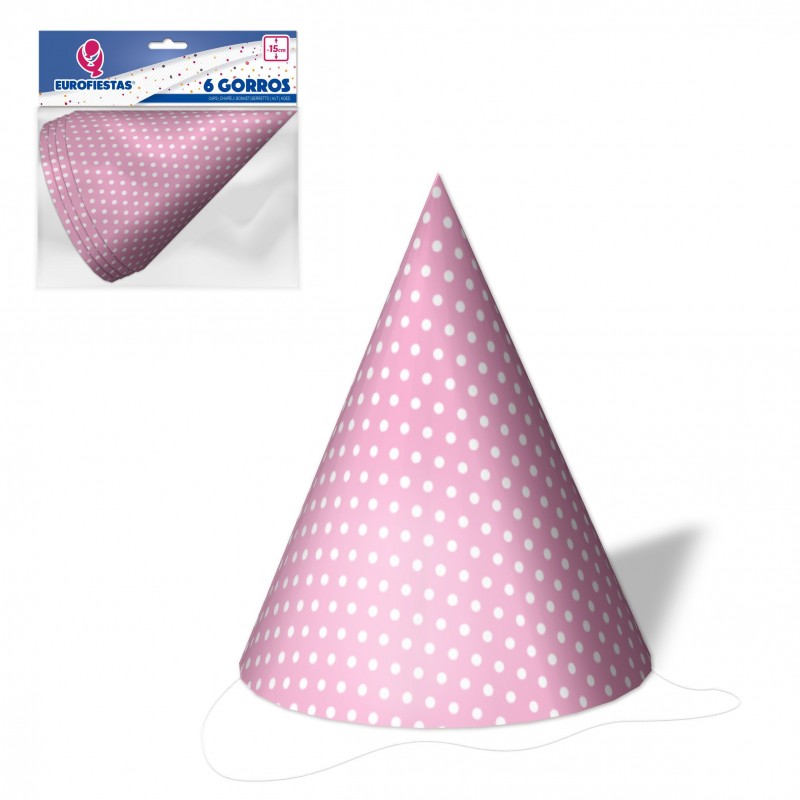 Gorro rosa lunares blancos