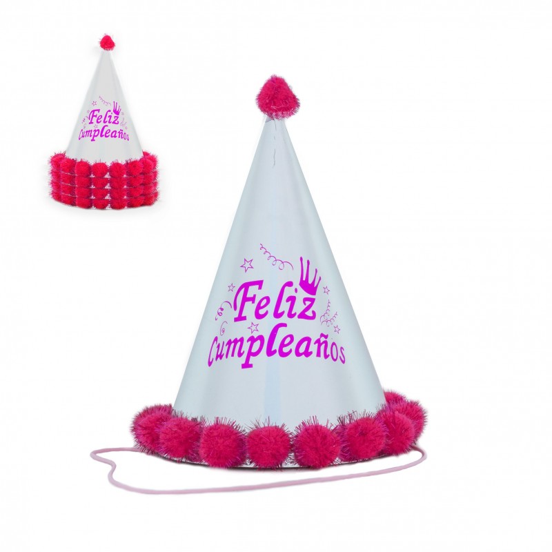 Gorro pompones 24cm rosa