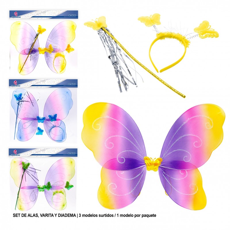 Set alas azul rosa lila
