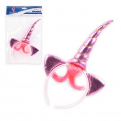 Diadema unicornio rosa flequillo