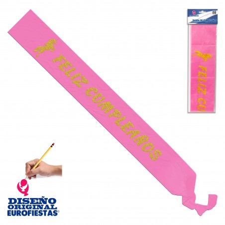 Banda feliz cumpleaños letras purpurina unicornio