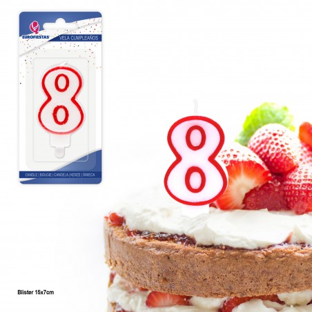 Vela cumpleaños blanco n 8