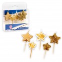 Velas estrellas purpurina oro