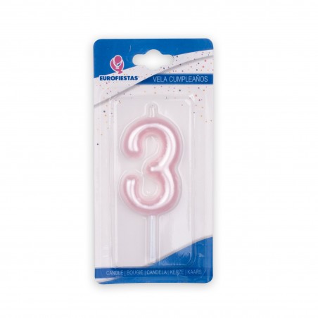 Vela rosa numero 3