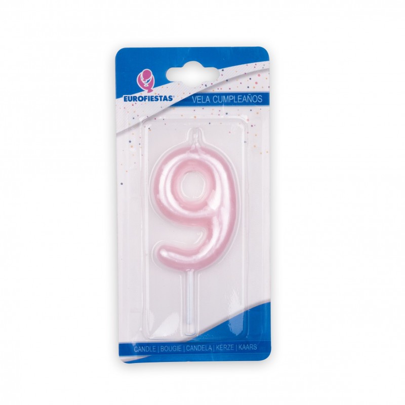 Vela rosa numero 9