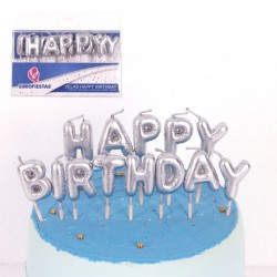 Set velas happy birthday plata
