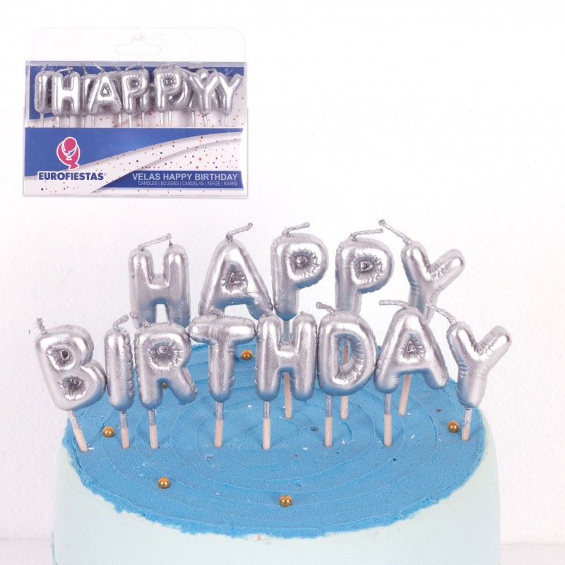 Set velas happy birthday plata