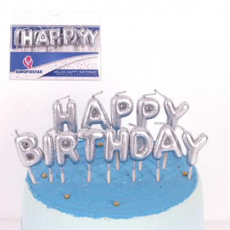 Set velas happy birthday plata