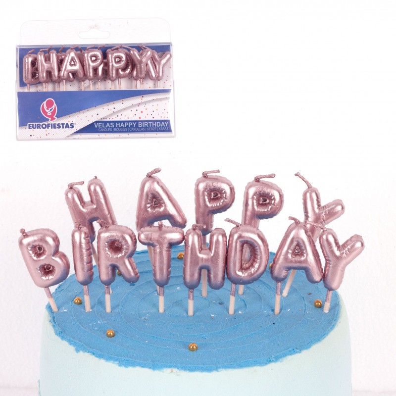 Set velas happy birthday oro rosa
