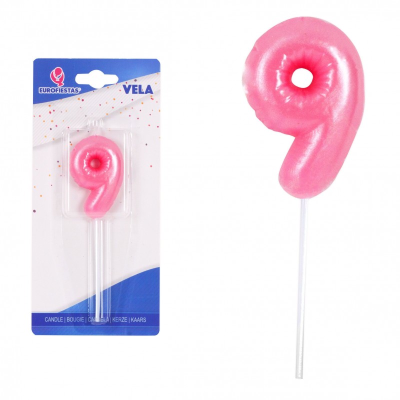 Vela chubby rosa nº 9