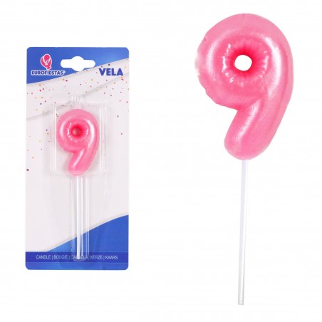 Vela chubby rosa nº 9
