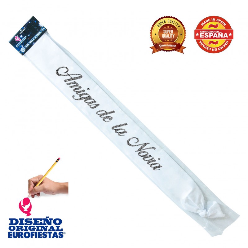 Banda blanca amigas de la novia purpurina plata