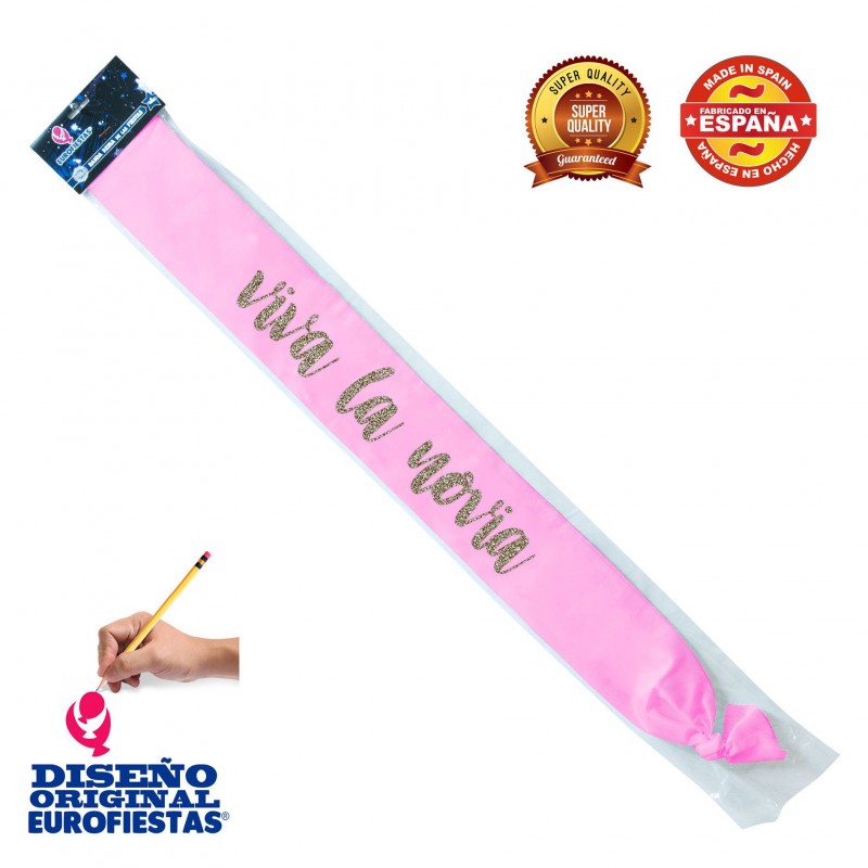 Banda rosa viva la novia purpurina oro