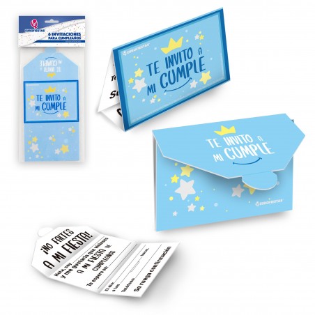 Tarjeta invitacion coleccion feliz cumple azul