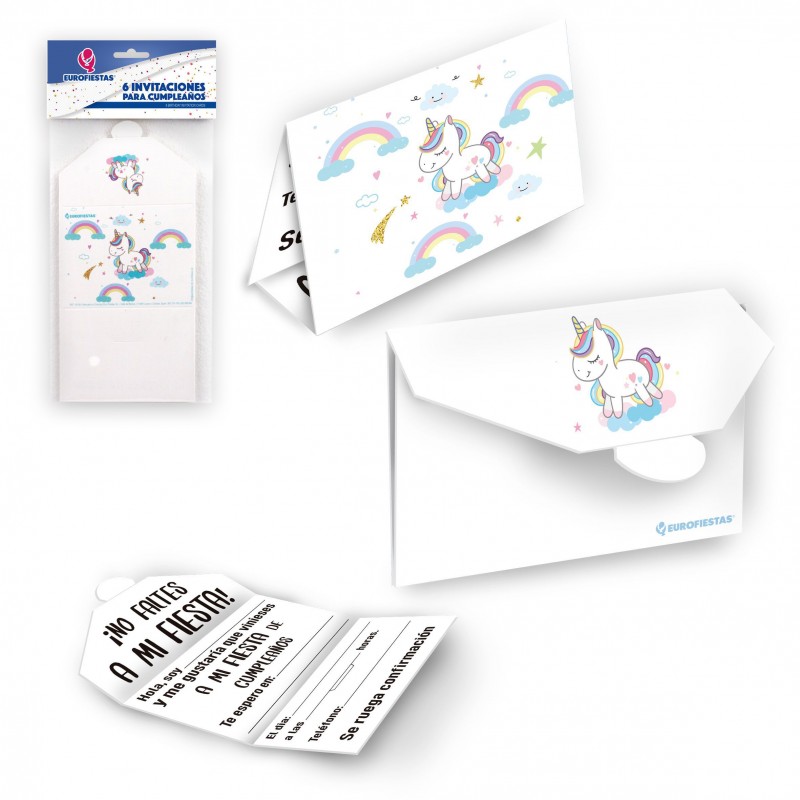 Tarjeta invitacion coleccion unicornios