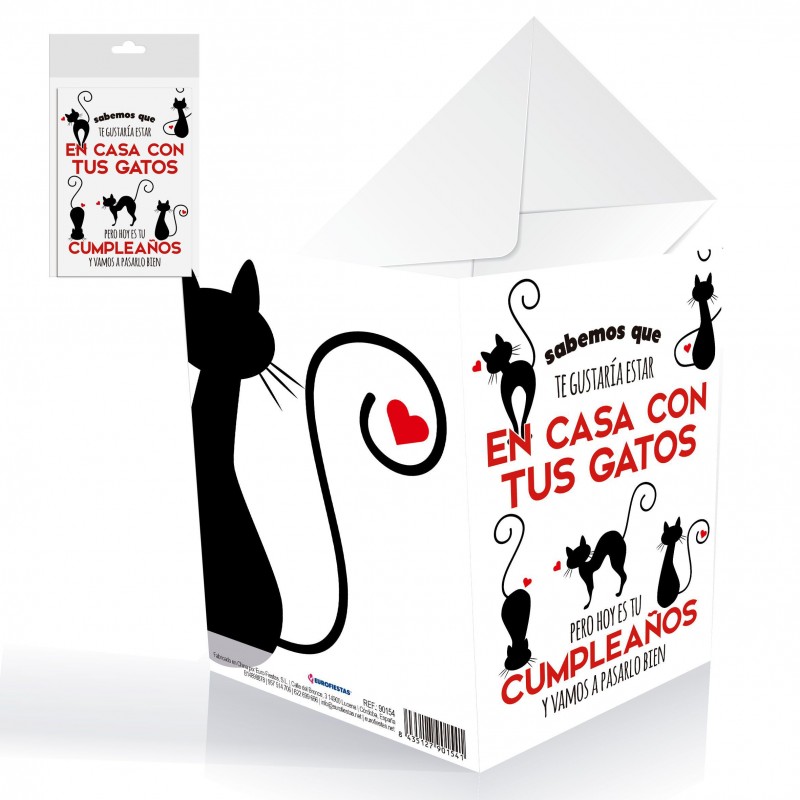 Tarjeta cumple gatos