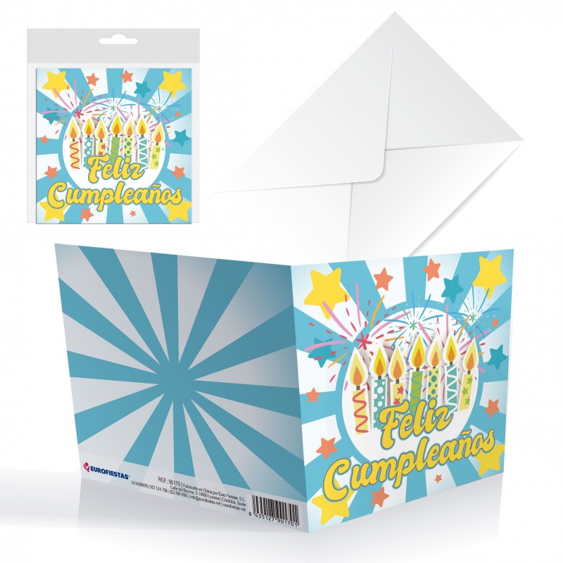 Tarjeta cuadrada cumple estrellas