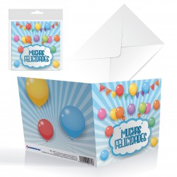 Tarjeta cuadrada cumple globos