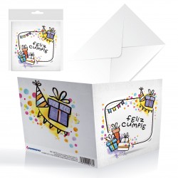 Tarjeta cuadrada cumple regalos
