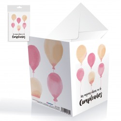 Tarjeta cumple deseos globos