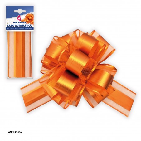 Lazo automatico 50mm decorado naranja metalizado