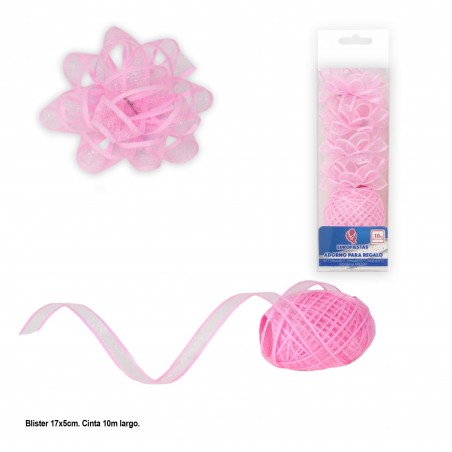 Rollo 10m lazo 1cm rosa