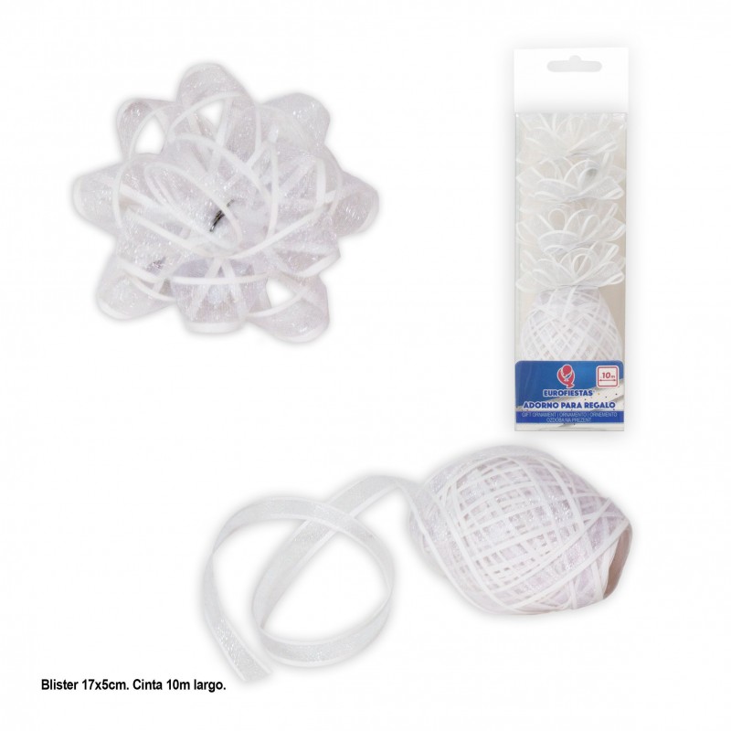 Rollo 10m lazo 1cm blanco