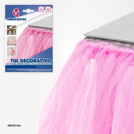Rollo de tul 45m 3cm rosa