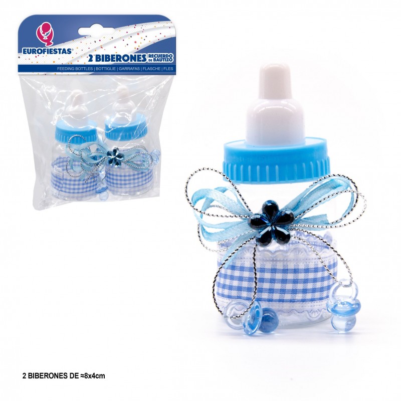 Biberon broche flor azul