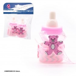 Biberon osito de pie rosa