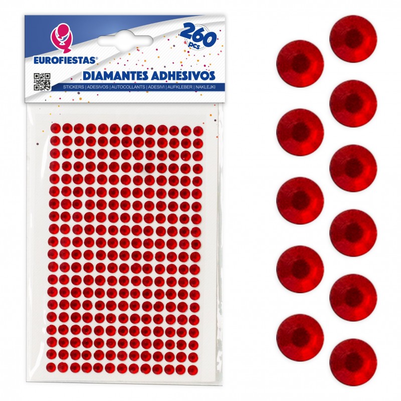 260 diamantes adhesivos med rojo