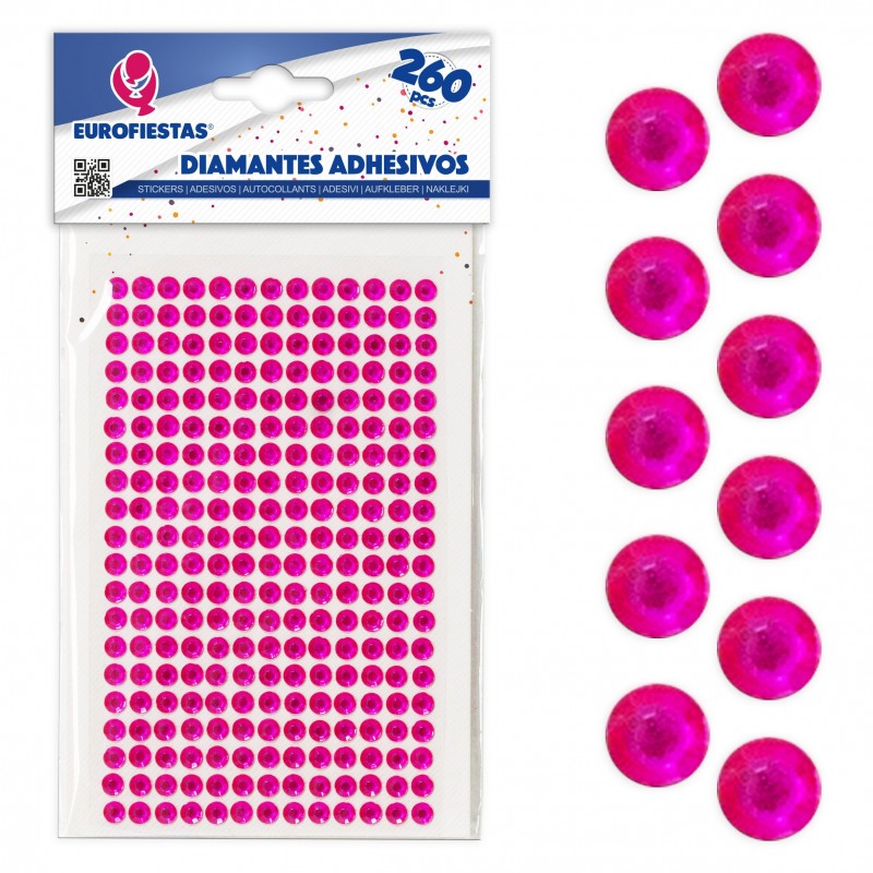 260 diamantes adhesivos med fucsia