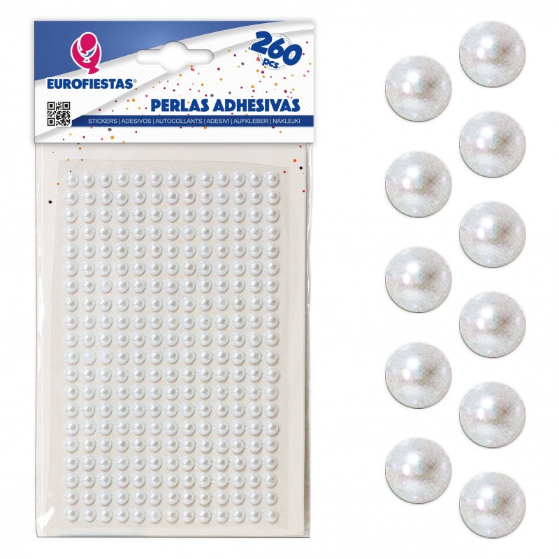 260 perlas adhesivas med blanca