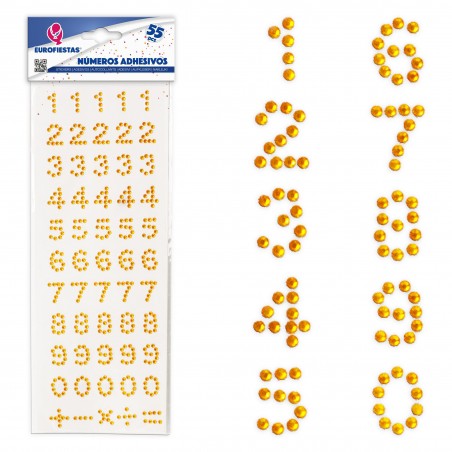 50 numeros adhesivos oro