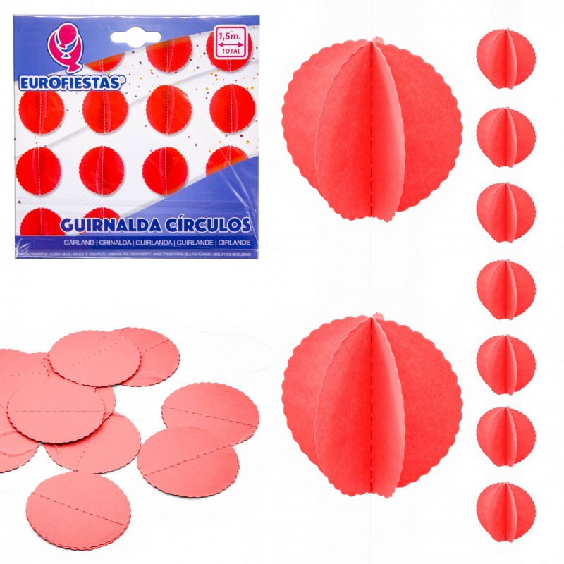 Guirnalda circulos papel roja